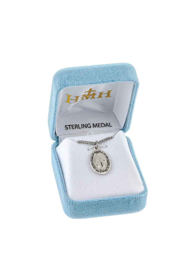 0.8" Sterling Silver Oval Miraculous Medal
