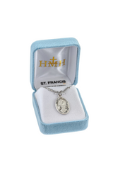 0.9” Patron Saint Francis Assisi Oval Sterling Silver Medal