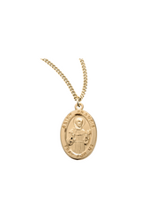0.9" Patron Saint Francis of Assisi Oval Gold Over Sterling Silver Medal