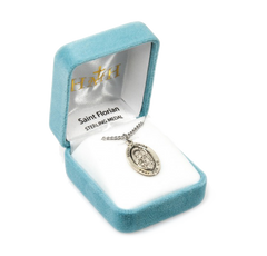 0.9" St. Florian Oval Sterling Silver Medal