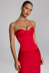 Lace-Up Corset Top in Fire Red