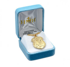 1.2" Saint Michael Gold Over Sterling Silver Police Badge Medal