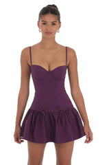 Double Bow Drop Waist Dress in Purple