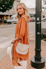 Falling Leaves Button Down Mini Dress in Pumpkin