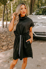 Coffee Run Cutie Mini Dress in Black