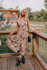 Winery Welcome Floral Midi in Camel