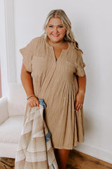Long Weekend Wonderful Shift Dress In Warm Taupe Curves