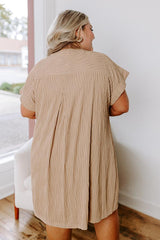 Long Weekend Wonderful Shift Dress In Warm Taupe Curves