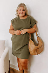 Casual Couture Mini Dress in Olive Curves
