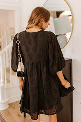 Totally Chic Eyelet Mini Dress in Black