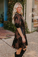 Autumn Whispers Floral Mini Dress