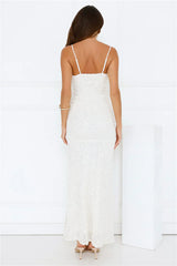 Love Wild Sequin Maxi Dress White