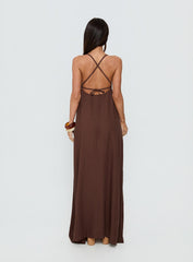 Solie Tie Back Maxi Dress Chocolate