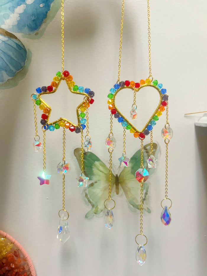 7 Chakra Heart and Star Sun Catcher
