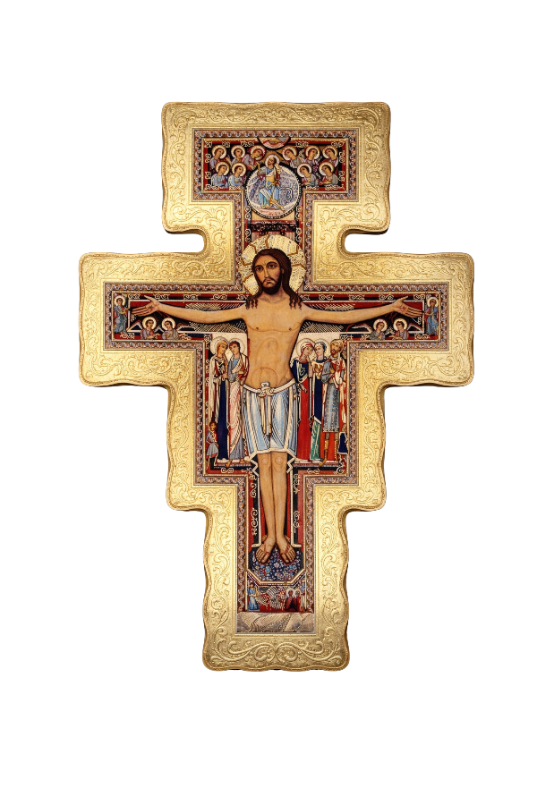 8 3/4" San Damiano Cross with Gold Border