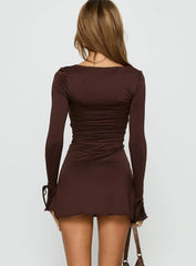 Dalzine Long Sleeve Mini Dress Chocolate