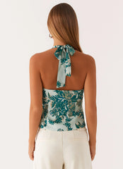 Lets Pretend Halterneck Top - Cloud Nine Floral