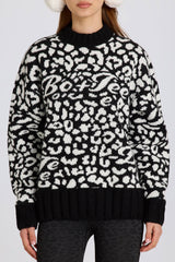 Jacquard-Knit Oversized Jumper in Black