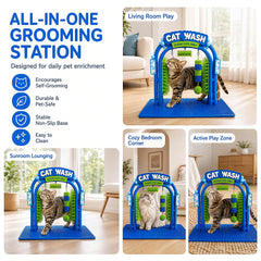 Cat Self-Grooming Arch – 360° Massage Brush & Interactive Play Station