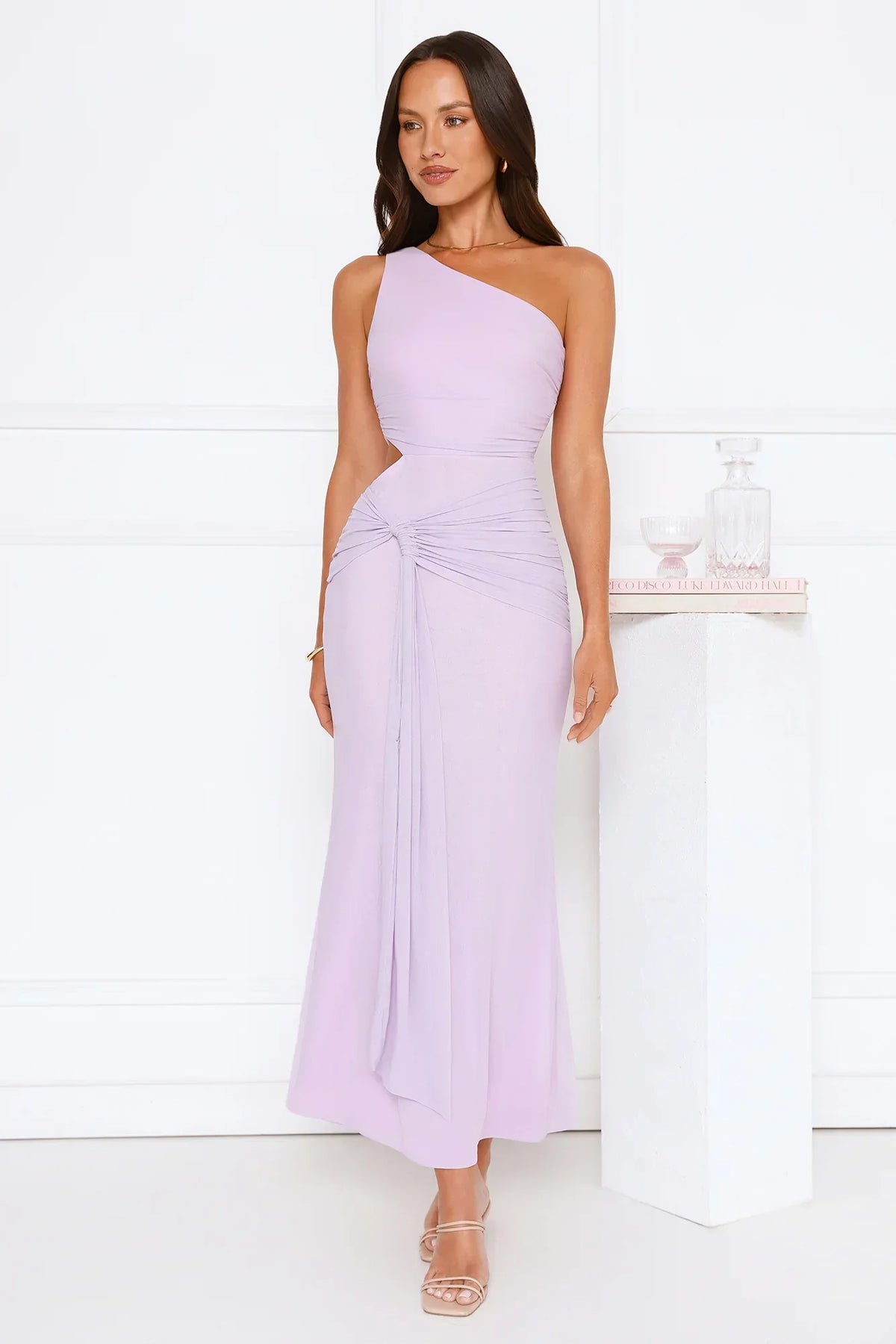 Style Capital One Shoulder Mesh Maxi Dress