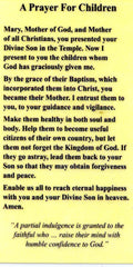 A Prayer for Children 1 U - LAMINATED HOLY CARDS- QUANTITY 25 PRAYER CARDS