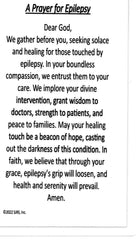 A Prayer for Epilepsy U - LAMINATED HOLY CARDS- QUANTITY 25 PRAYER CARDS
