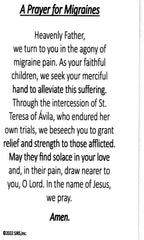 A Prayer for Migraines U - LAMINATED HOLY CARDS- QUANTITY 25 PRAYER CARDS