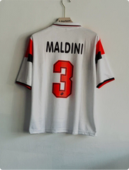 ACMILAN 1994-95 AWAY KIT MALDINI FIVESLEEVE POLO PREMIUM