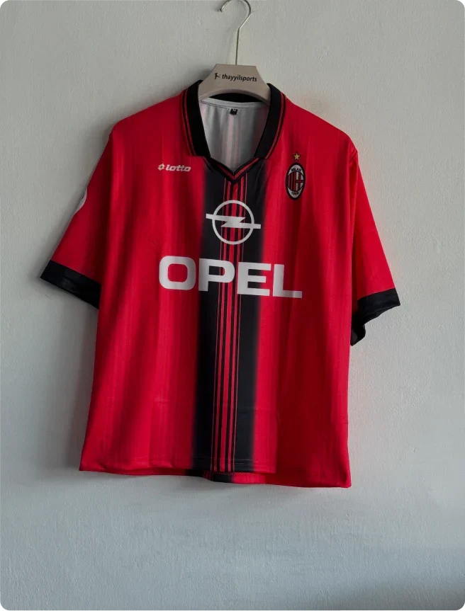 ACMILAN 1998-99 HOME KIT MALDINI FIVESLEEVE POLO