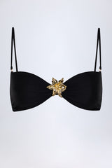 Hardware-Detail Halterneck Bikini Top in Black