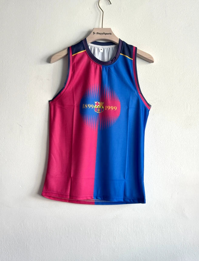 BARCELONA 1999-2000 HOME KIT FIGO SLEEVELESS
