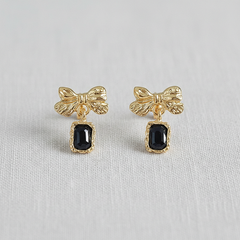 Black and Gold Bow Earrings