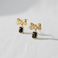 Black and Gold Bow Earrings