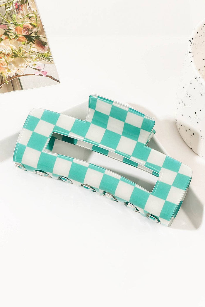 Black Checkered Print Hollow Out Hair Clip