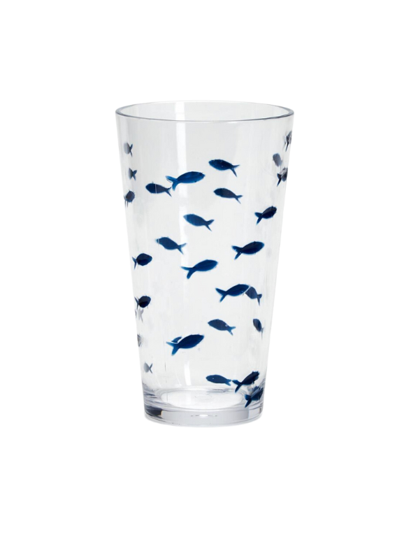 Blue Fish Acrylic Tall Drinking Glass, Set of 2