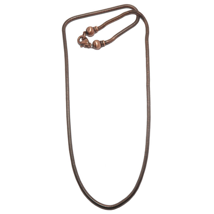 Removable End Thick Antique Brass Copper Snake Necklace