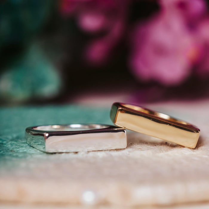 Class of 2026 Flat Top Gold Ring - Silver Class Ring 2026 Salt and Sparkle