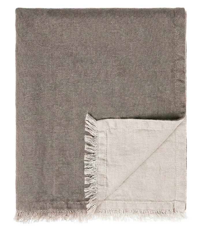 Custom Location Script Embroidered Linen Throw Blanket