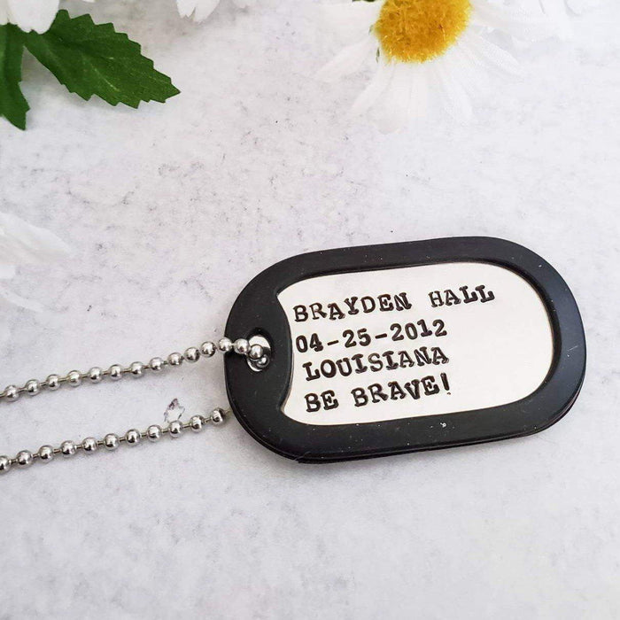 Custom Military Themed Dog Tag for Tweens Salt and Sparkle
