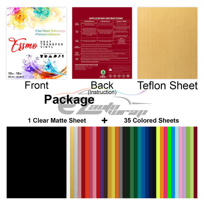 Discounted 36pcs 36 Colors Matte Heat Transfer Vinyl 12"x10" HTV Bundle