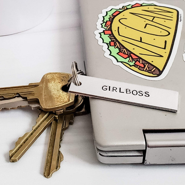 DO EPIC SHIT Hand stamped Aluminum lightweight Keychain – Motivational Gift Salt and Sparkle