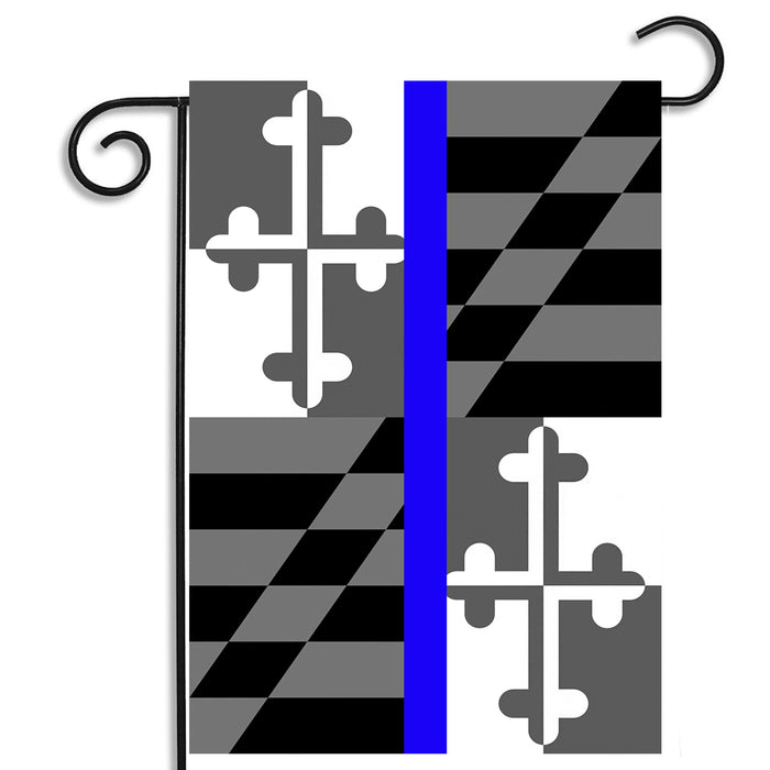Subdued Maryland State Flag Thin Blue Line Law Enforcement Nylon Garden Apartment Flag