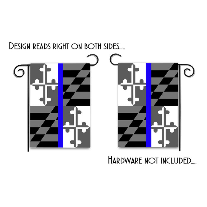 Double Sided Maryland State Flag Thin Blue Line Law Enforcement Garden Flag