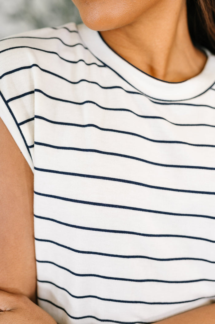Everything In Between Striped Cap Sleeve Tee – alternate view 2