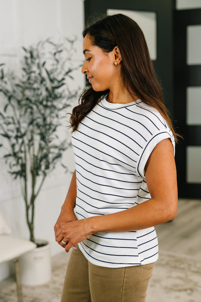 Everything In Between Striped Cap Sleeve Tee – alternate view 4