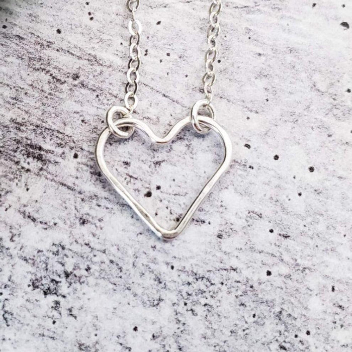Floating Open Heart Necklace Salt and Sparkle
