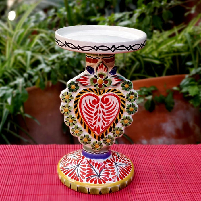 Flower Heart 4.5" Candle holder 7.7" H MultiColors