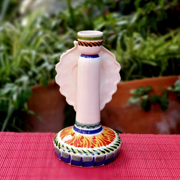 Flower Heart Candle holder 7.7" H MultiColors