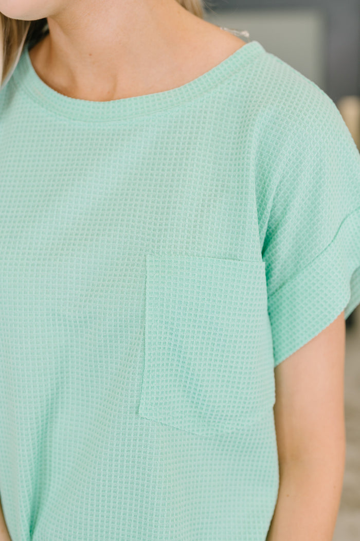 Foundation First Waffle Knit Relaxed Tee in Mint – alternate view 2
