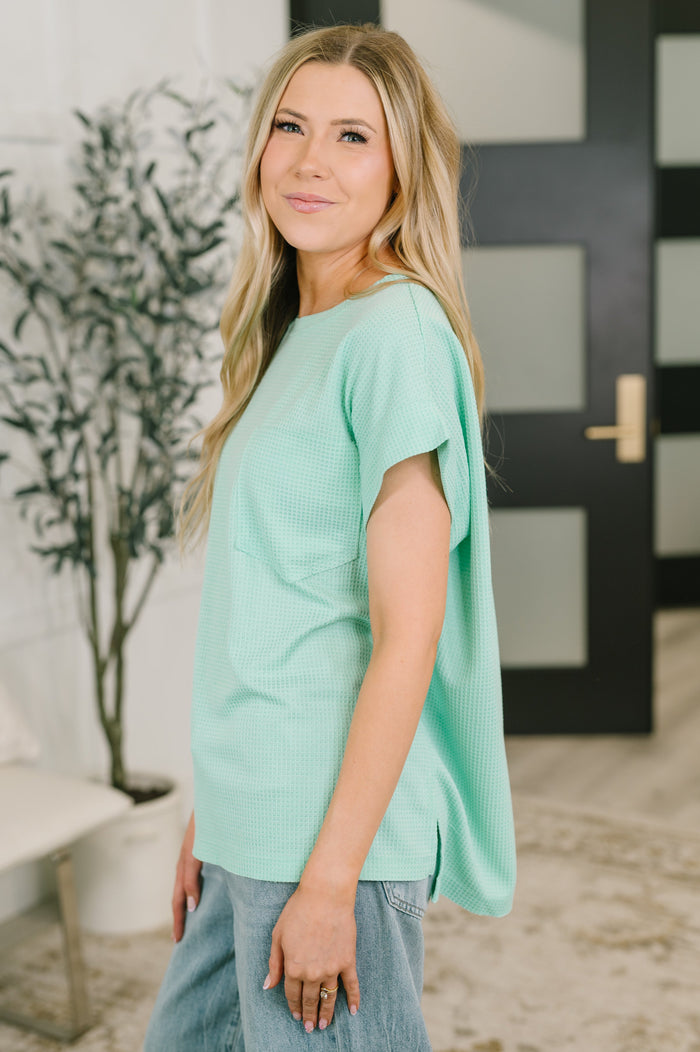 Foundation First Waffle Knit Relaxed Tee in Mint – alternate view 5
